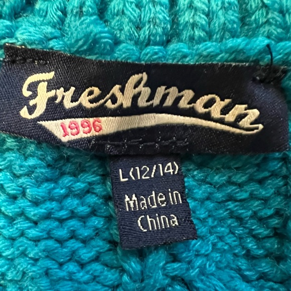 FRESHMAN Teal Knit Sweater Vest Top Girls Size Large 12/14 - Picture 2 of 3
